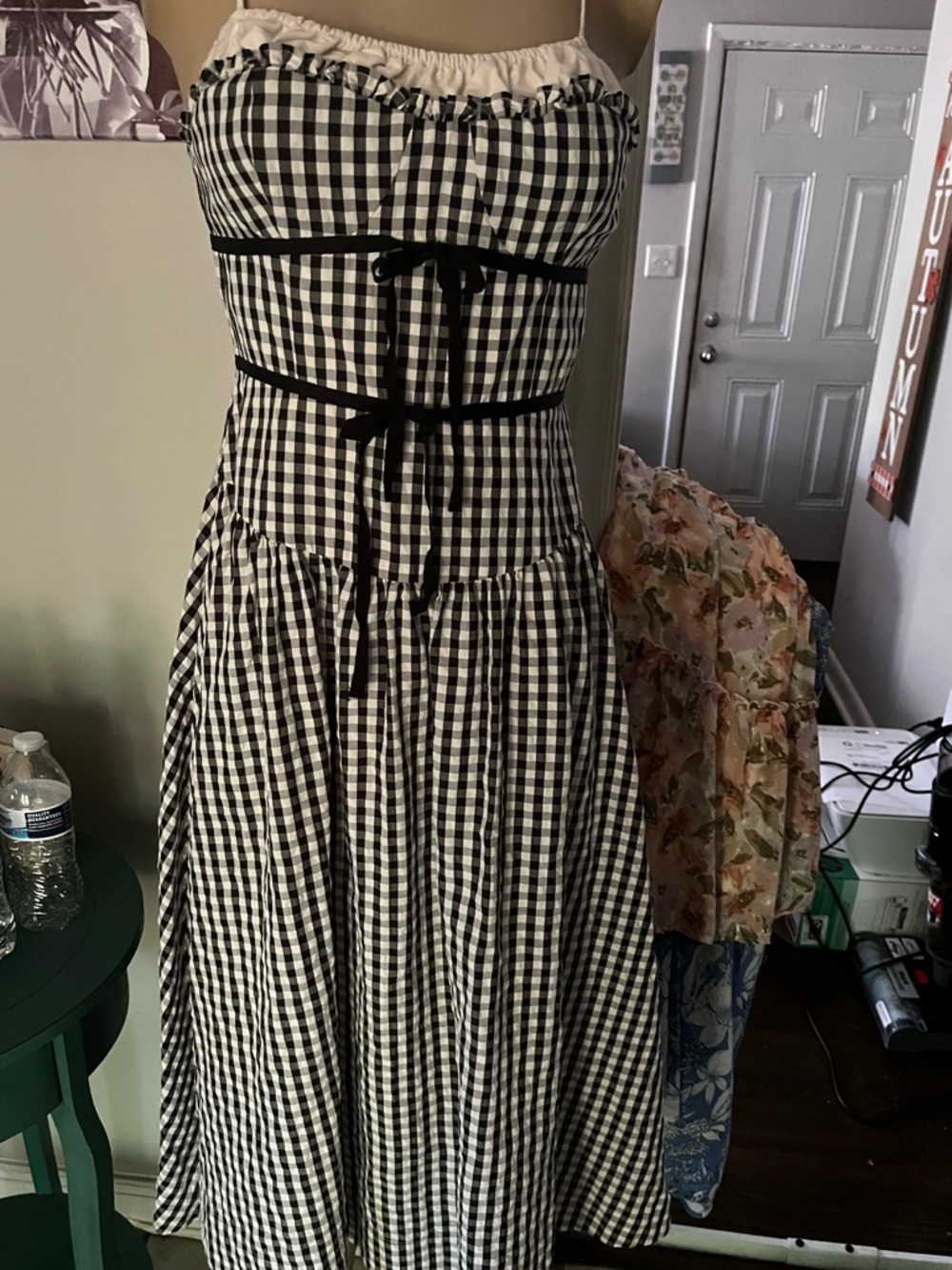 For Love and Lemons Black and White Gingham Spaghetti Strap Dress - Picture 5 of 8